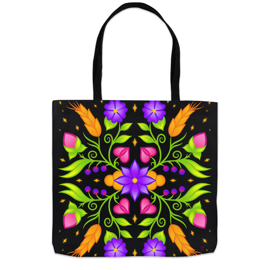 Neon Night Ojibwe Floral Tote Bag - Bizaanide'ewin