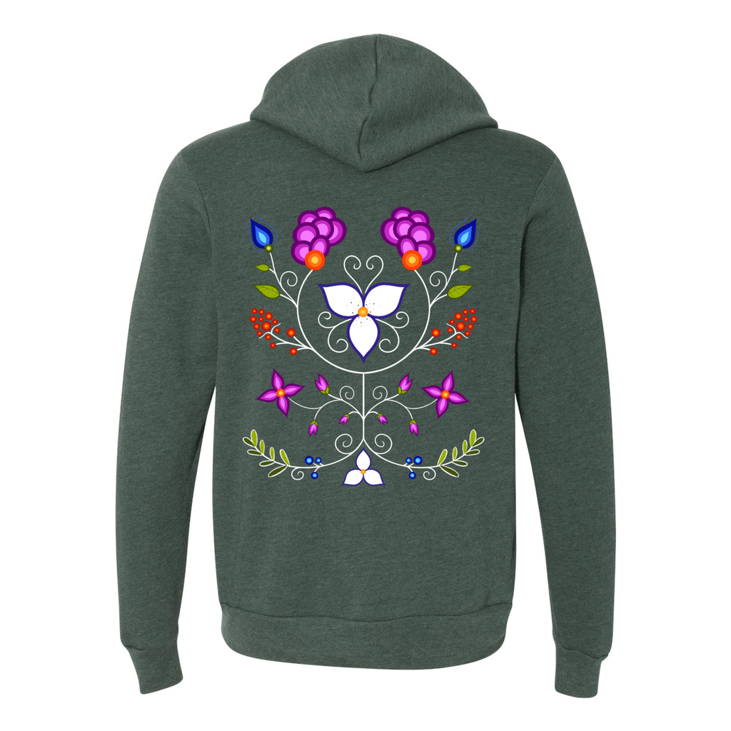 Ojibwe Floral 2020 Zip - Up Hoodie - Bizaanide'ewin