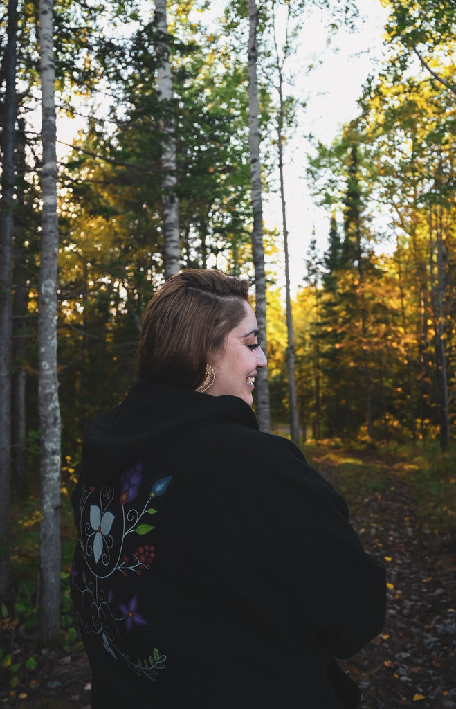 Ojibwe Floral 2020 Zip - Up Hoodie - Bizaanide'ewin