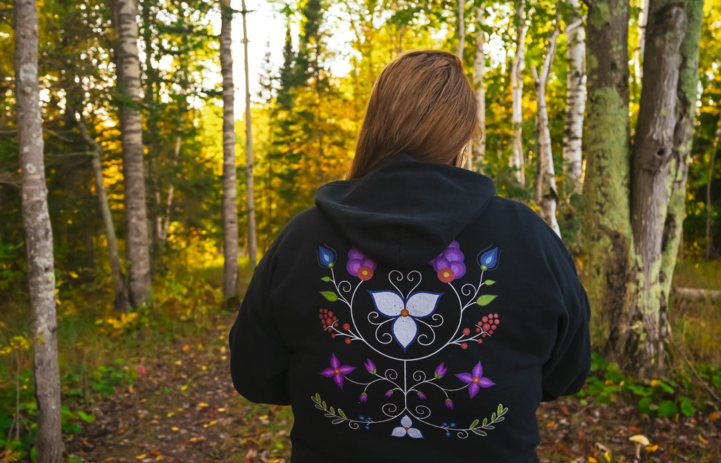 Ojibwe Floral 2020 Zip - Up Hoodie - Bizaanide'ewin