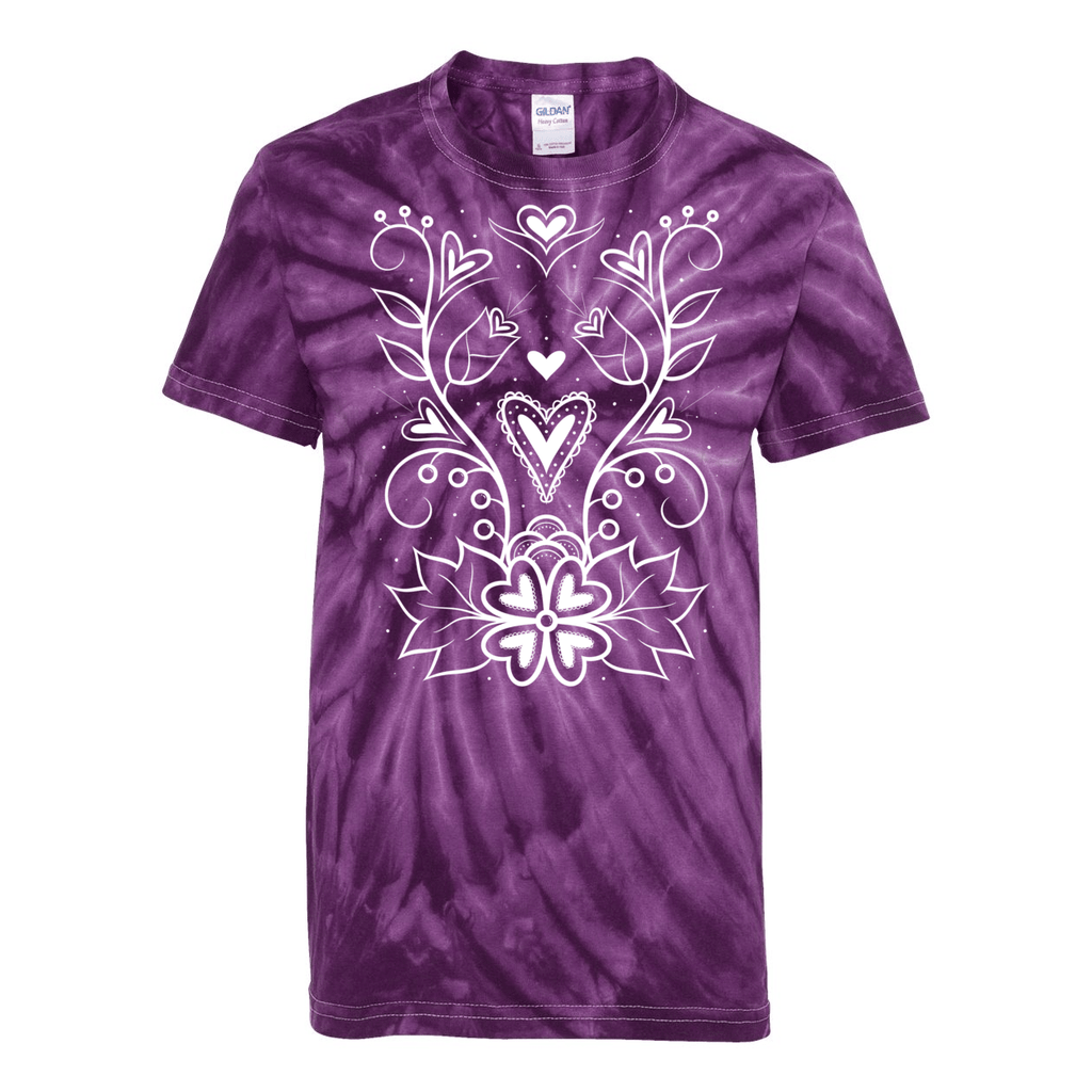 Ojibwe Floral Kid Tie - Dye Tee - Bizaanide'ewin