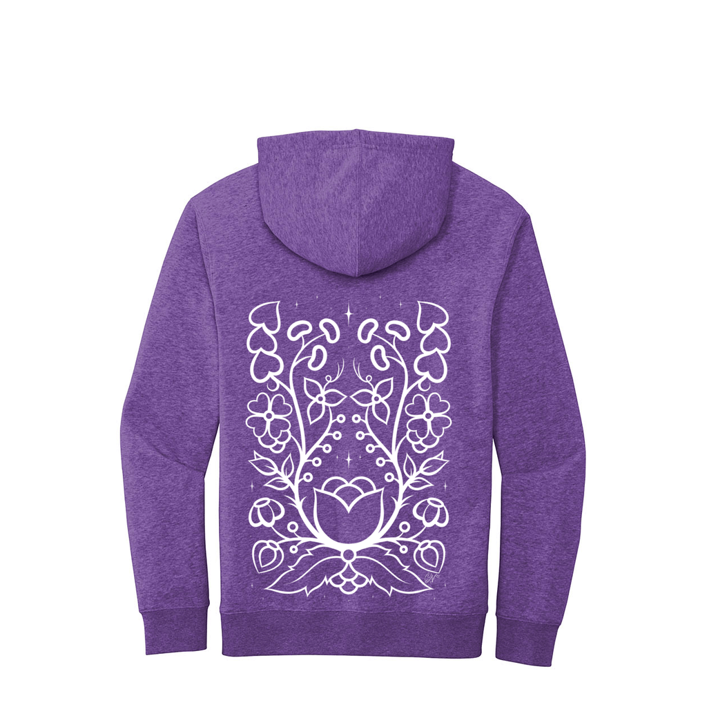 Ojibwe Floral Outline Adult Hoodie - Bizaanide'ewin