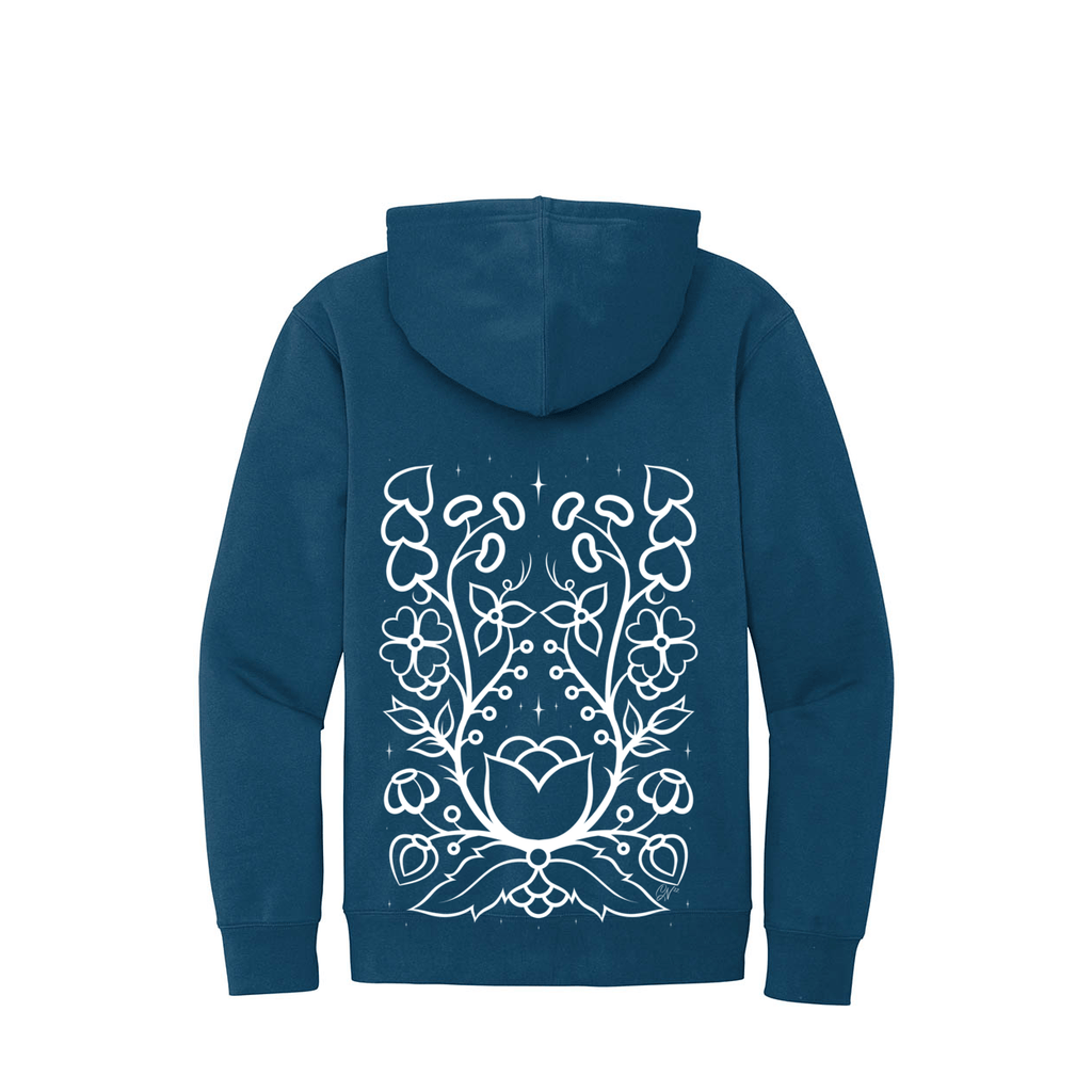 Ojibwe Floral Outline Adult Hoodie - Bizaanide'ewin