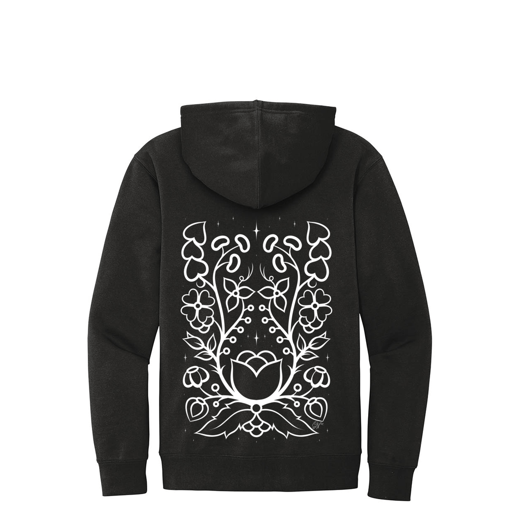 Ojibwe Floral Outline Adult Hoodie - Bizaanide'ewin