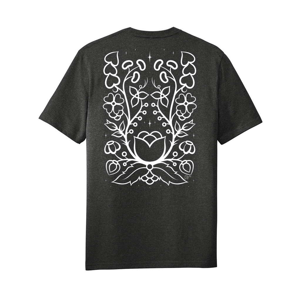 Ojibwe Floral Outline Adult Tee - Bizaanide'ewin