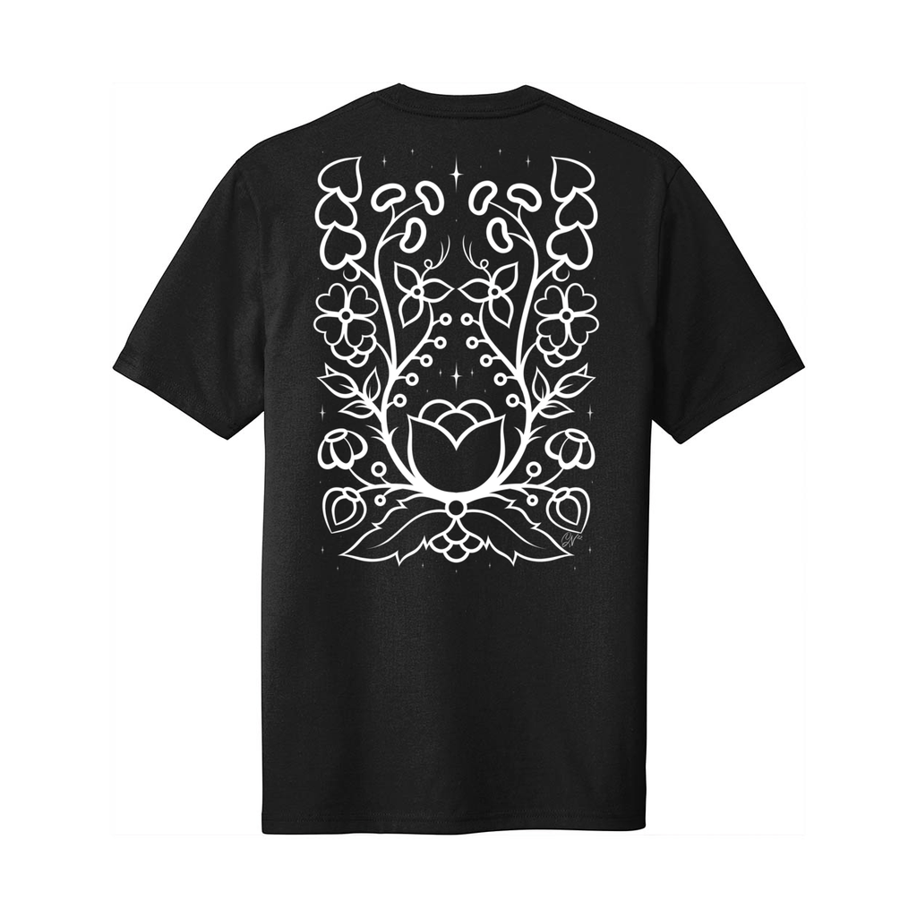 Ojibwe Floral Outline Adult Tee - Bizaanide'ewin