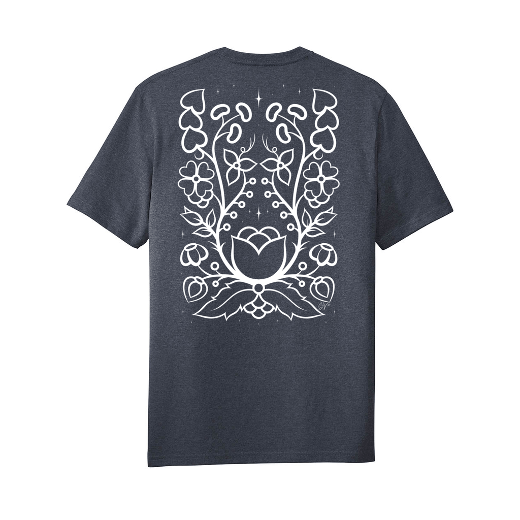 Ojibwe Floral Outline Adult Tee - Bizaanide'ewin