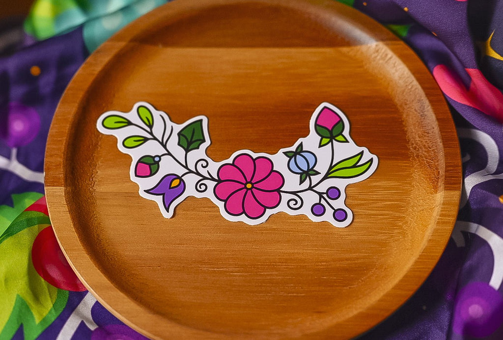 Ojibwe Floral Trad Flash Sticker - Bizaanide'ewin