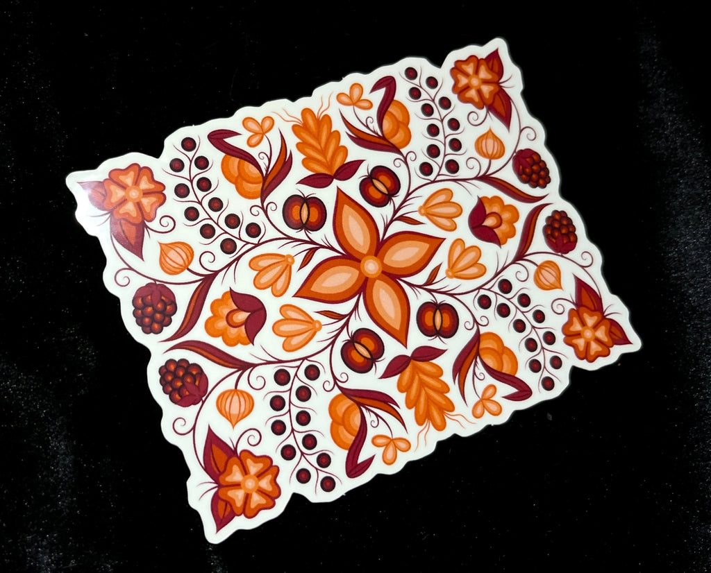Pink/Orange Ojibwe Floral Sticker - Bizaanide'ewin
