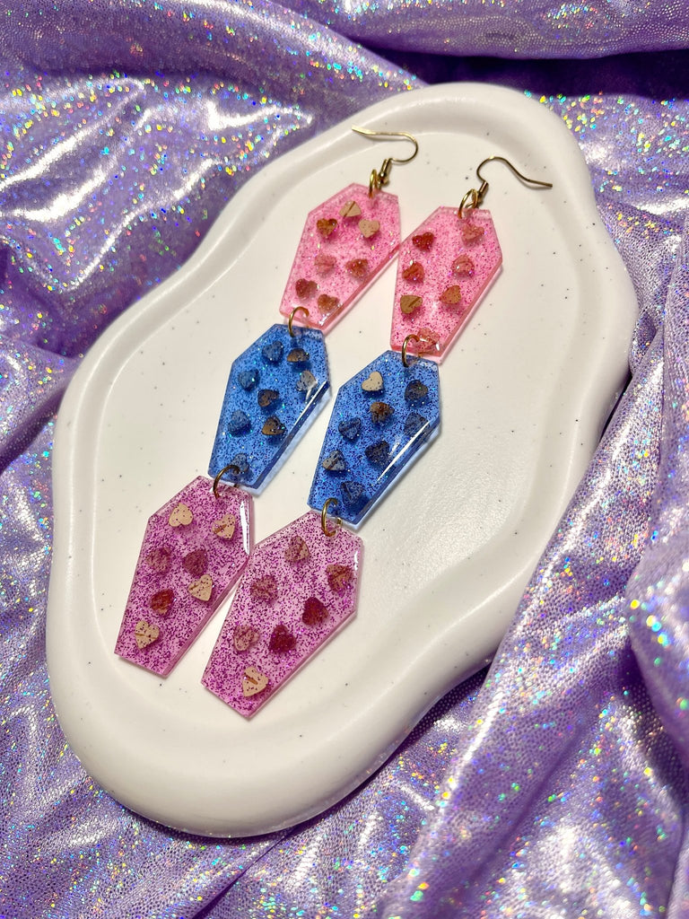 Resin Earrings - 3 Tiered Coffins - Bizaanide'ewin